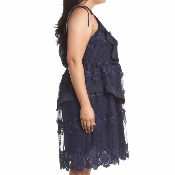 Lost Ink Dark Blue Lace Swing Dress - Picture 3 of 3